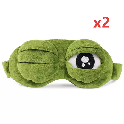 🐸 Smešna 3D maska za spanje – mehka žabja oblika z gibljivimi vekami