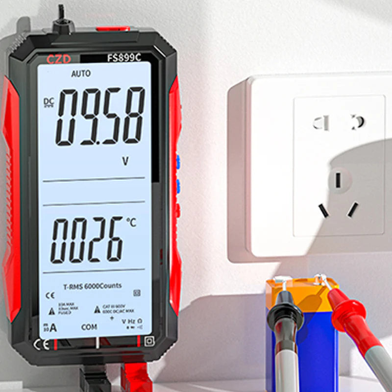 Polnilni digitalni multimeter USB – True RMS, samodejno nastavljanje območja in osvetljen LCD zaslon, CAT III 1000V