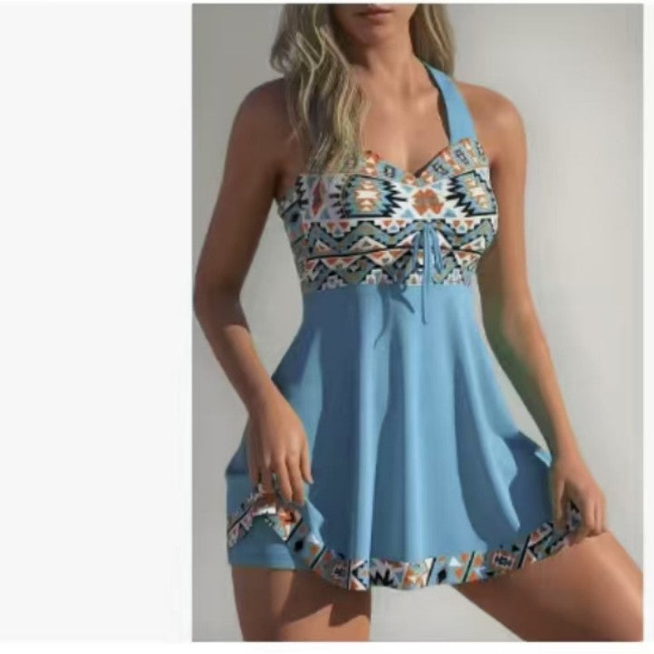✨👙 Ženske vzorčaste kopalke brez naramnic z vgrajenimi kratkimi hlačami – velikosti S–4XL