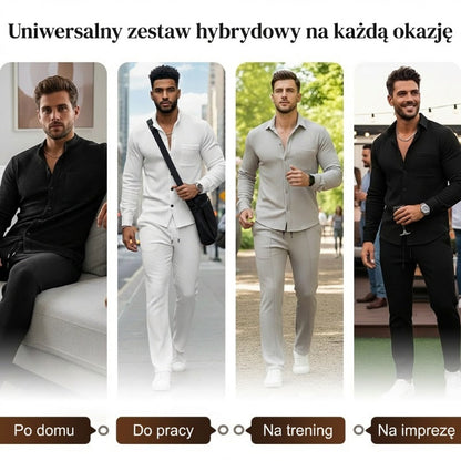 💥Moški dvodelni komplet za prosti čas: pulover z vzorcem vaflja + hlače