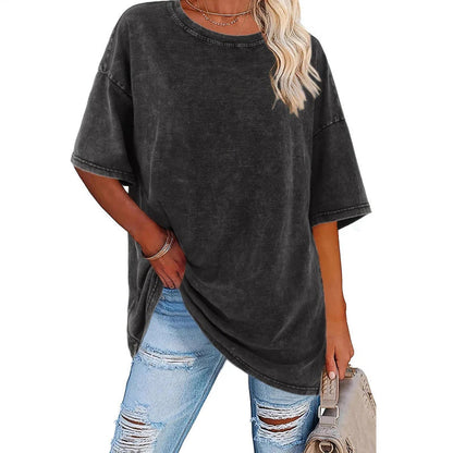 👕 Ženska vintage oversized majica z efektom pranja – udobna in stilska