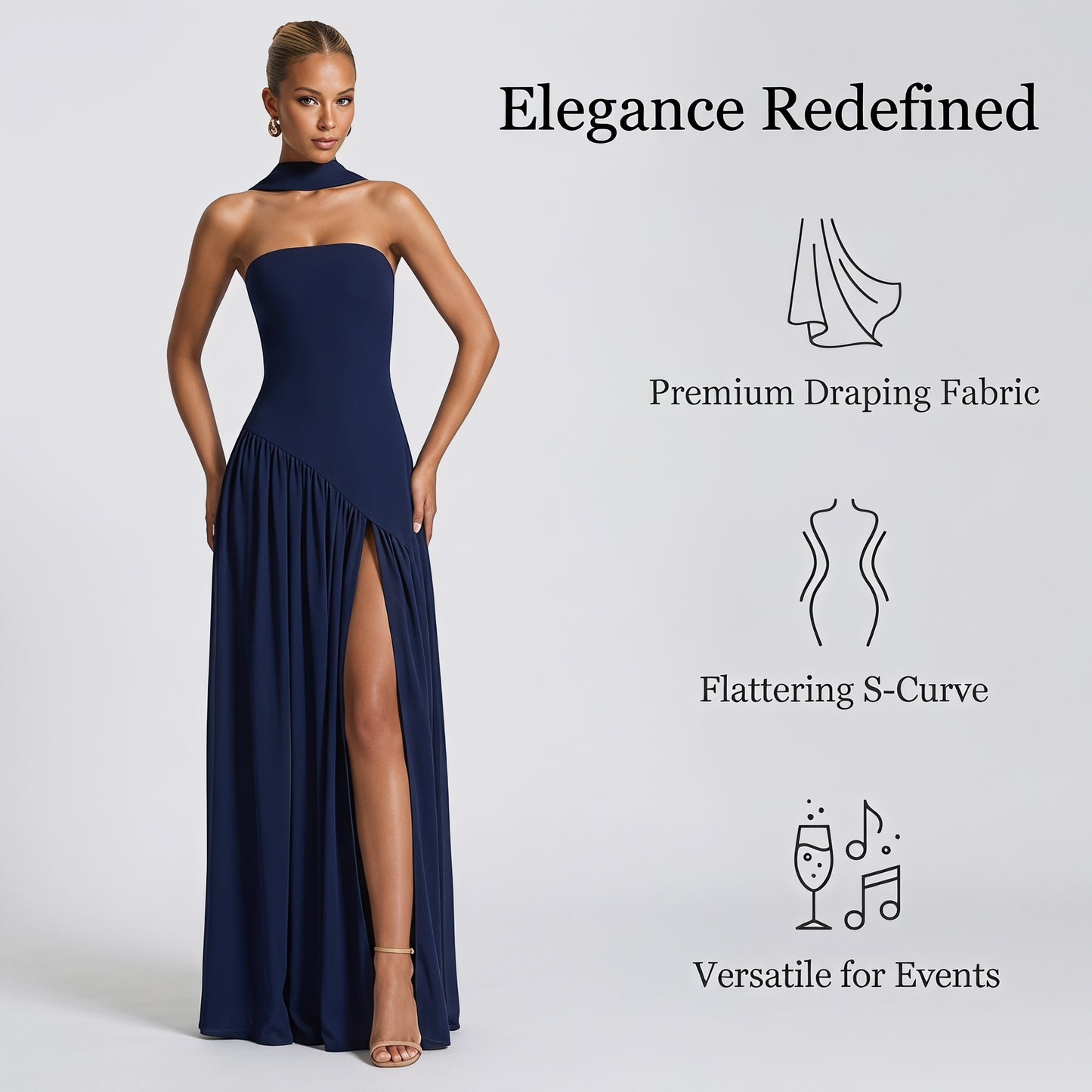 Dli obleka z odkritimi rameni in visokim razporkom | Elegantna večerna obleka ✨