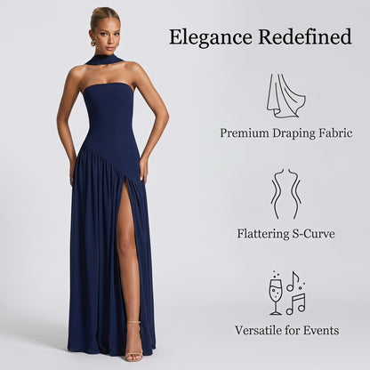 Dli obleka z odkritimi rameni in visokim razporkom | Elegantna večerna obleka ✨
