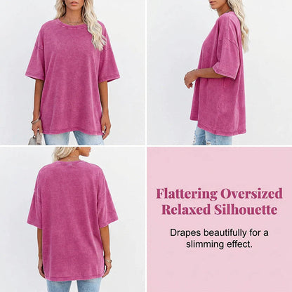 👕 Ženska vintage oversized majica z efektom pranja – udobna in stilska
