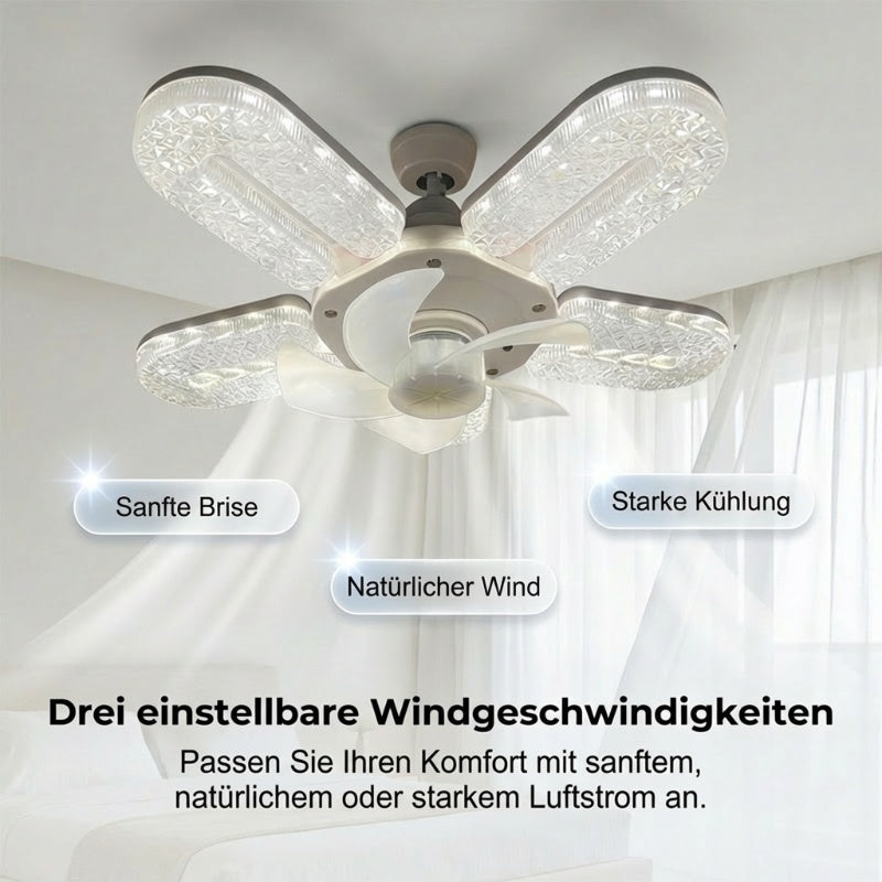 LED svetilka z ventilatorjem in 5 krili – kristalni učinek