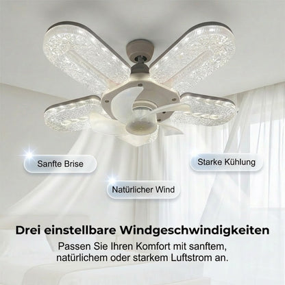 LED svetilka z ventilatorjem in 5 krili – kristalni učinek