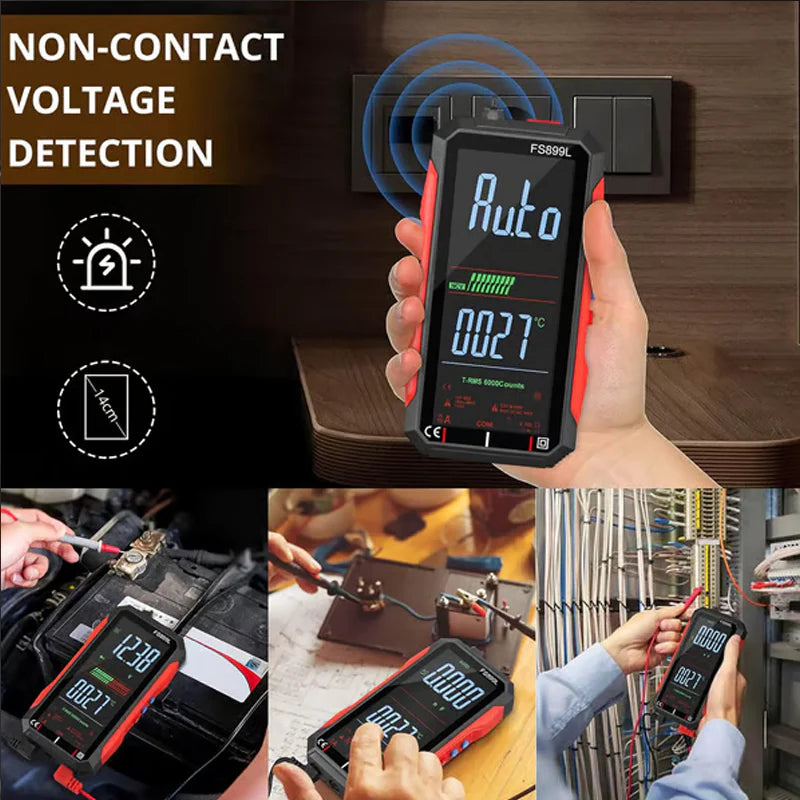 Polnilni digitalni multimeter USB – True RMS, samodejno nastavljanje območja in osvetljen LCD zaslon, CAT III 1000V