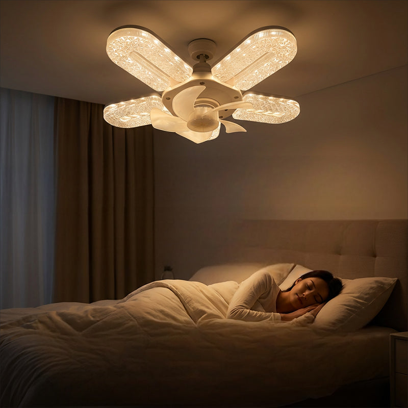 LED svetilka z ventilatorjem in 5 krili – kristalni učinek