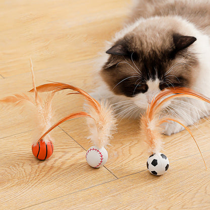 🔥Kupi 1 dobi 2 gratis🔥⚽ Interaktivna mačja žogica 🐱 Vzmetna poskakujoča mačja igrača – Baterije niso potrebne, zagotavlja neprekinjeno zabavo!