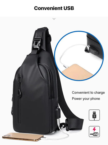 ⏰ Zadnja dnevna promocija 50% POPUSTA 🔥 Torbica za prsa iz Oxford tkanine – USB polnjenje, več predalov