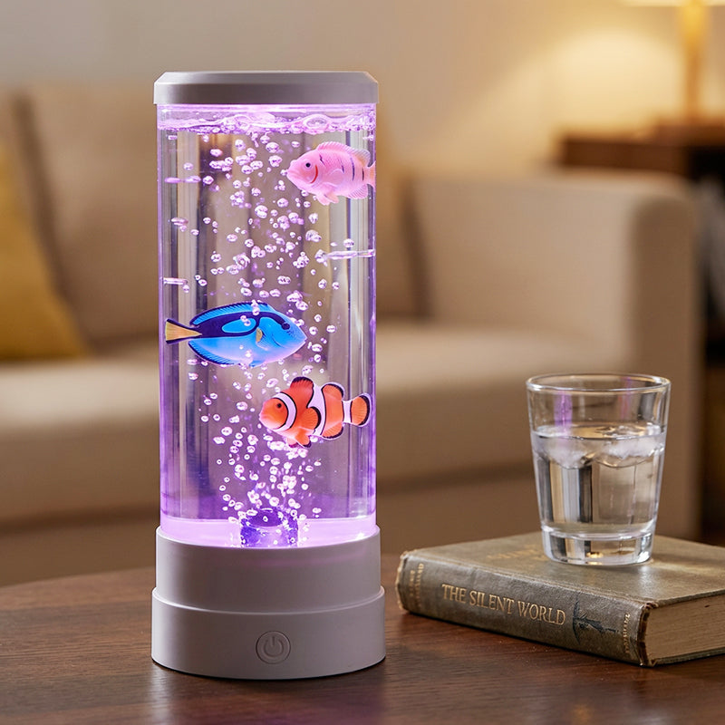 LED-svetilka za akvarij z motivom ribic v mehurčkih