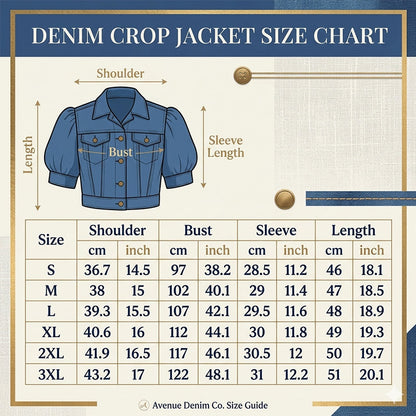 Ženska kratka jeans jakna z napihnjenimi rokavi