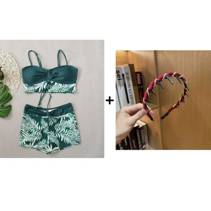 🌊 Hitro sušeč dvodelni pulover 👙 Dekliške kopalke z visokim pasom - slog boksaric!