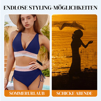 Bikini kompleti z visokim pasom, nadzorom trebuha in barvnim dizajnom