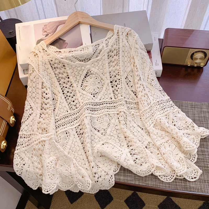 Ženska vintage čipkasta bluza – poletni pokrivač