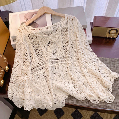 Ženska vintage čipkasta bluza – poletni pokrivač