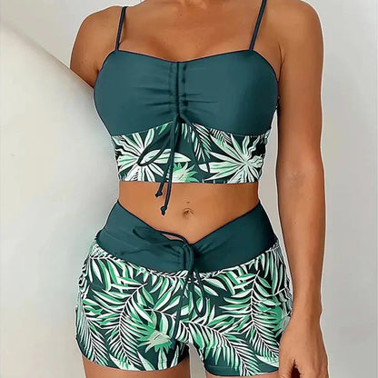 🌊 Hitro sušeč dvodelni pulover 👙 Dekliške kopalke z visokim pasom - slog boksaric!
