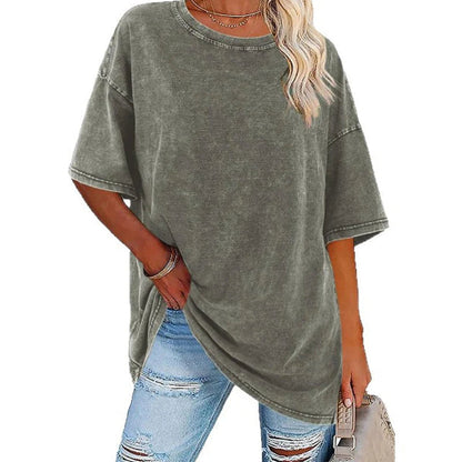👕 Ženska vintage oversized majica z efektom pranja – udobna in stilska