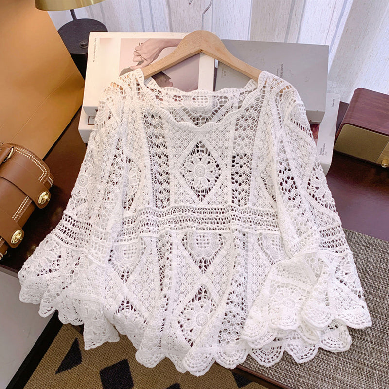 Ženska vintage čipkasta bluza – poletni pokrivač