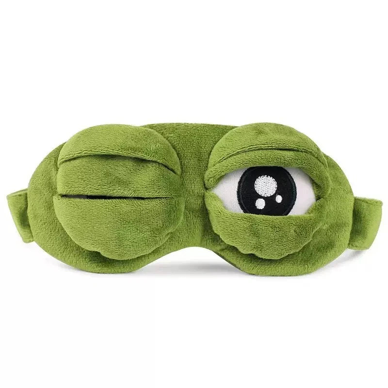 🐸 Smešna 3D maska za spanje – mehka žabja oblika z gibljivimi vekami