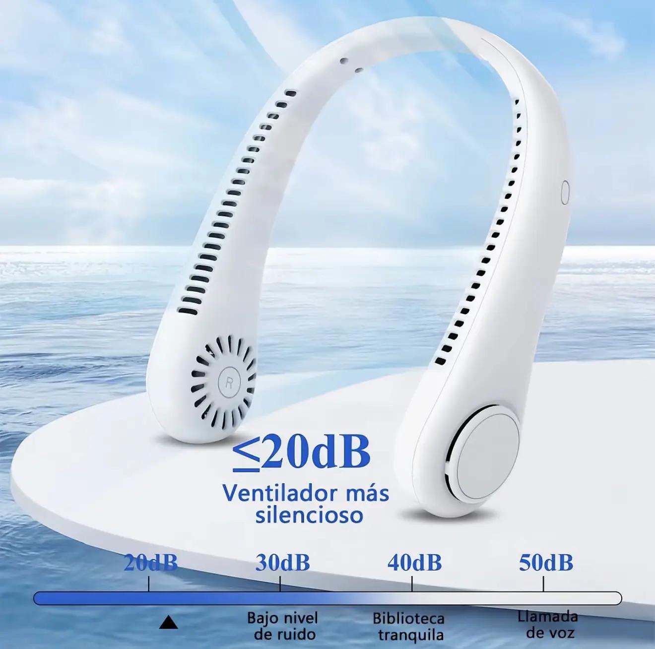 Prenosni mini ventilator za vrat – USB, brezžičen, 3 hitrosti
