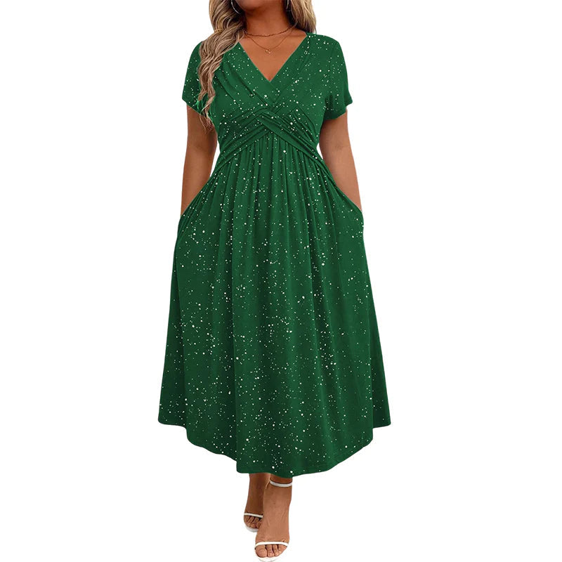 👗 Elegantna obleka za ženske z V-izrezom in zasukanim detajlom spredaj ✨