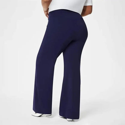 🔥 Ženske hlače velikosti Plus Size z visokim nartom in širokimi hlačnicami