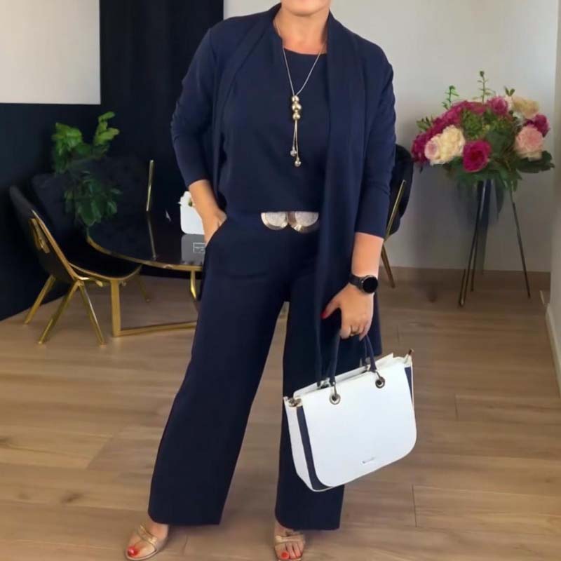💝Elegantni tridelni komplet z dolgim kardiganom (vključuje bluzo in hlače)