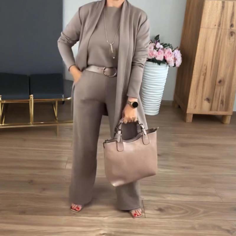 💝Elegantni tridelni komplet z dolgim kardiganom (vključuje bluzo in hlače)