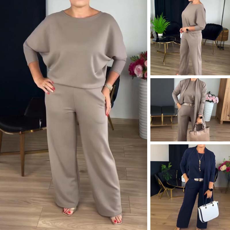💝Elegantni tridelni komplet z dolgim kardiganom (vključuje bluzo in hlače)
